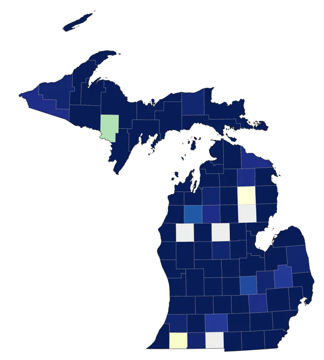 American White Pelican county map