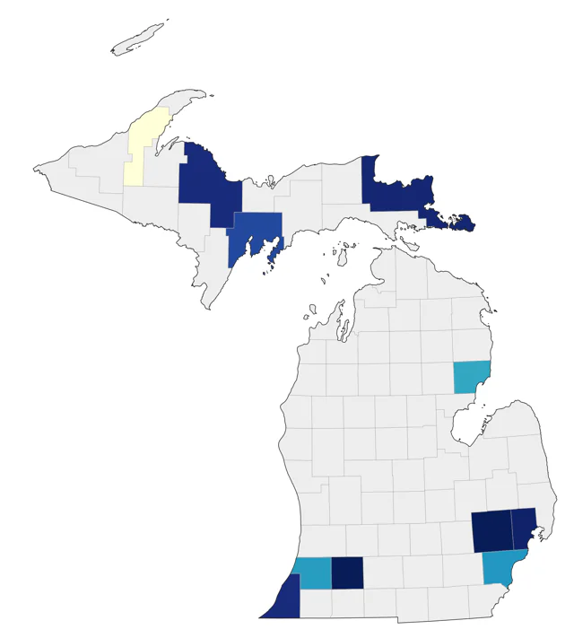 Bell's Vireo county map