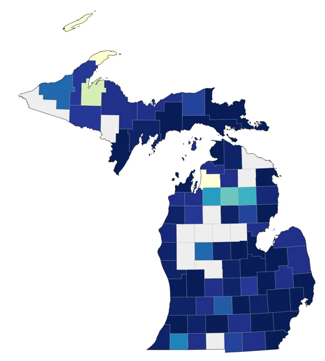 Black-crowned Night Heron county map