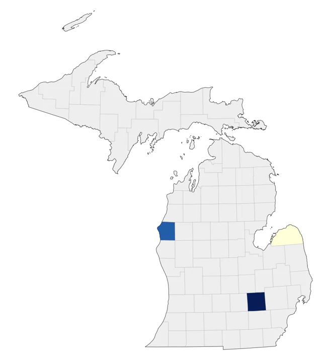 Black-headed Grosbeak county map