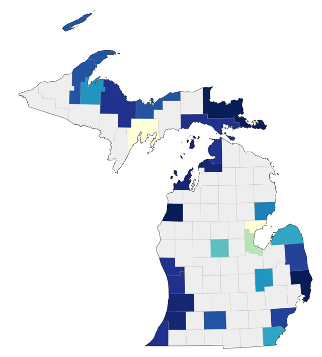Black-legged Kittiwake county map
