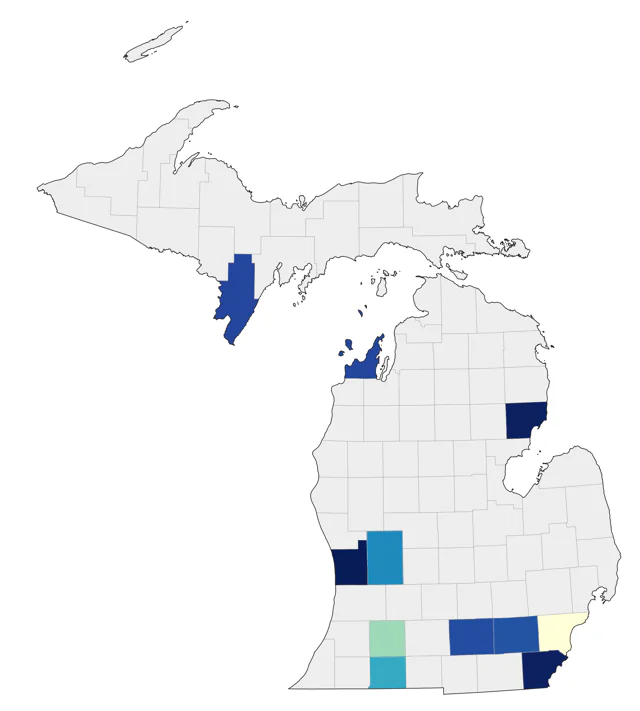 Black-throated Gray Warbler county map