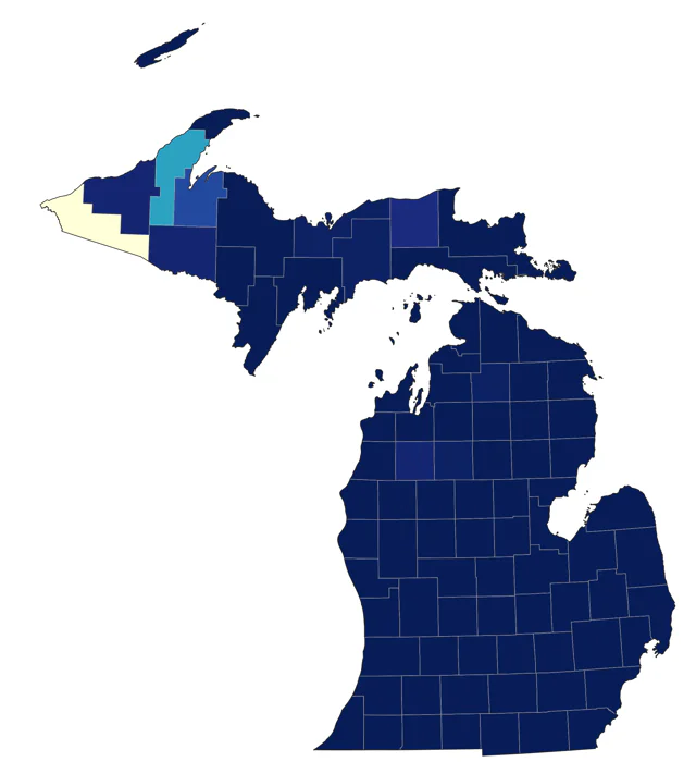 Blue-gray Gnatcatcher county map