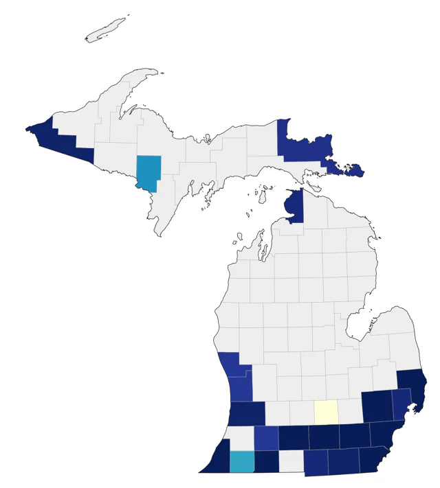 Blue Grosbeak county map