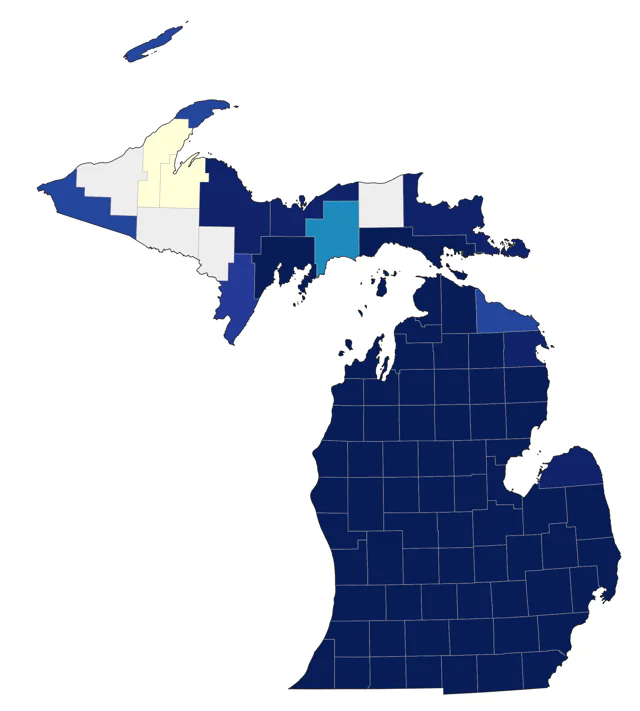 Blue-winged Warbler county map