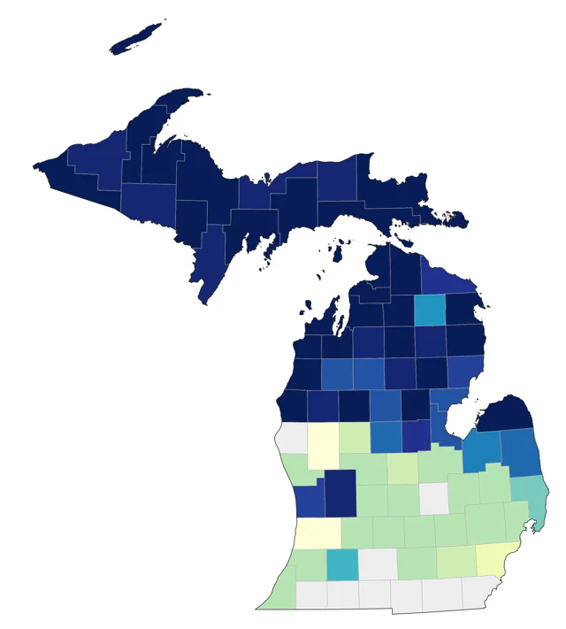 Bohemian Waxwing county map