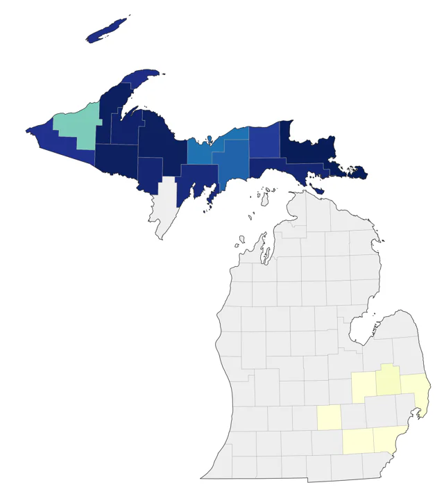 Boreal Chickadee county map