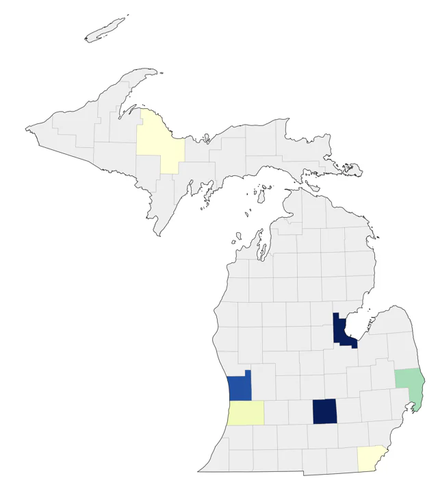 Brown Pelican county map