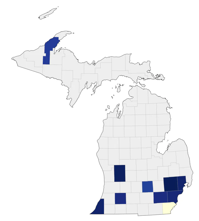 Budgerigar county map