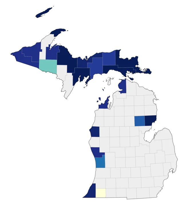 Eurasian Tree Sparrow county map