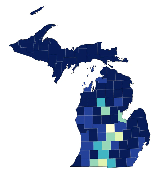 Evening Grosbeak county map