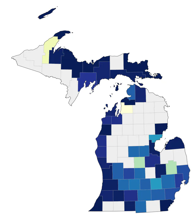 Franklin's Gull county map