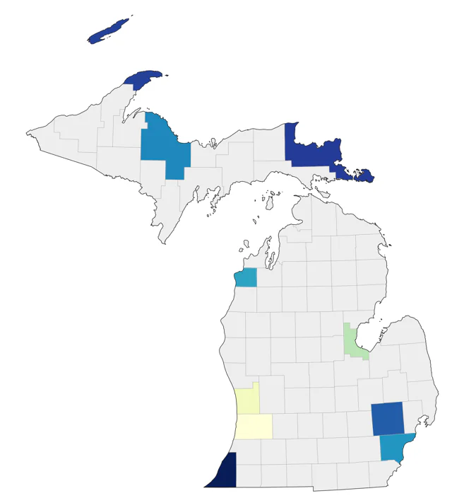 Green-tailed Towhee county map