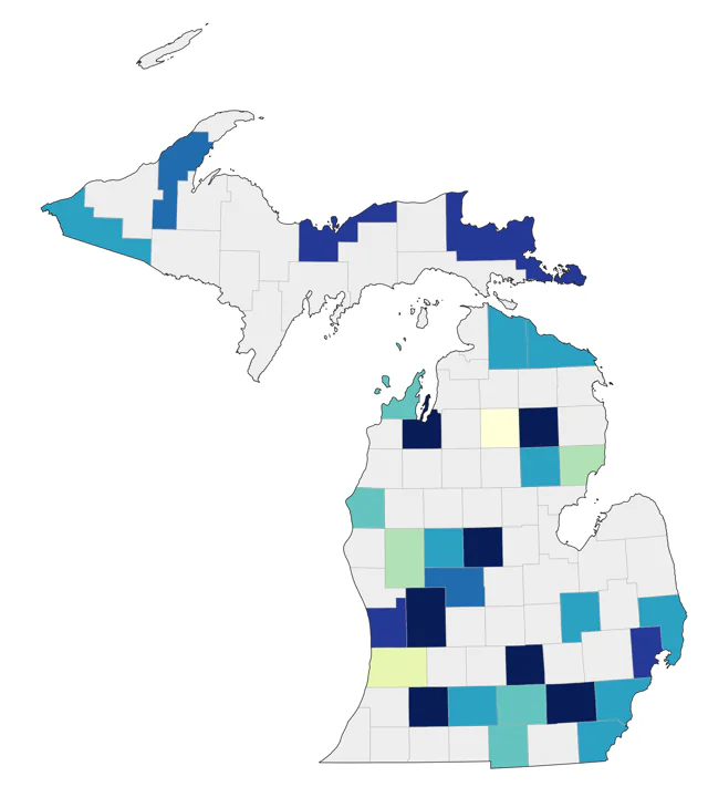 Helmeted Guineafowl county map