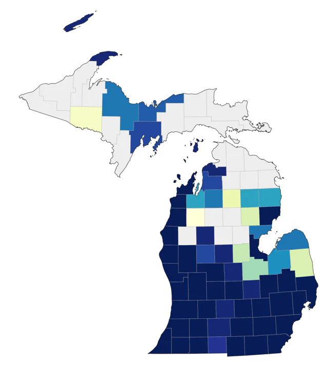 Hooded Warbler county map