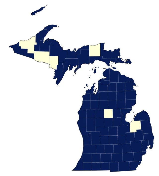 Horned Grebe county map