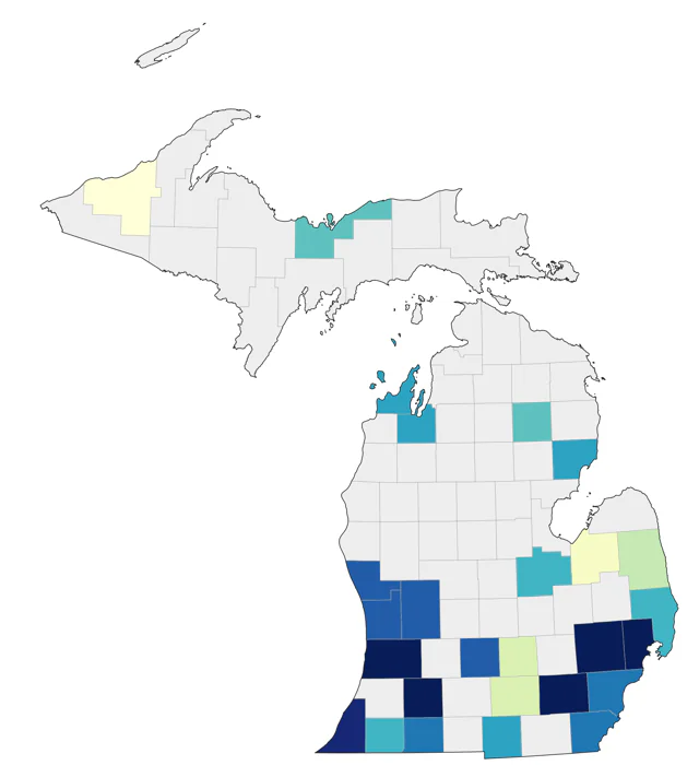 Kentucky Warbler county map