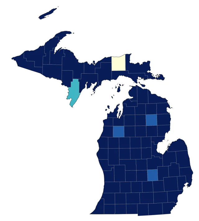 Least Sandpiper county map