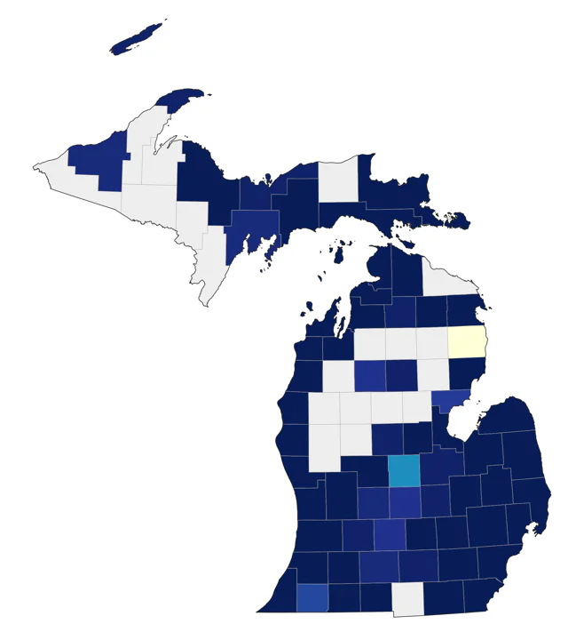 Lesser Black-backed Gull county map