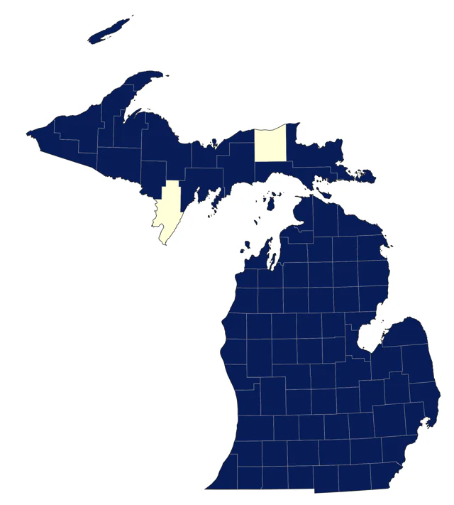 Lesser Scaup county map