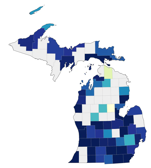 Long-billed Dowitcher county map