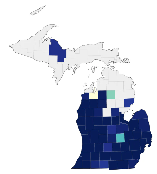 Louisiana Waterthrush county map