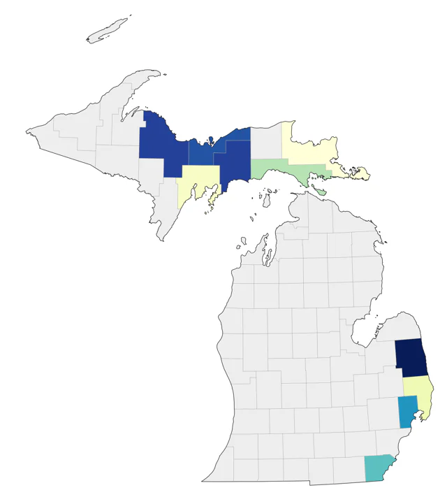 Mountain Bluebird county map