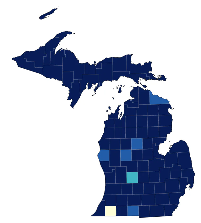 Mourning Warbler county map
