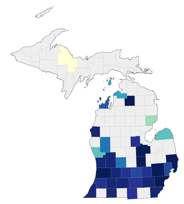 Muscovy Duck county map