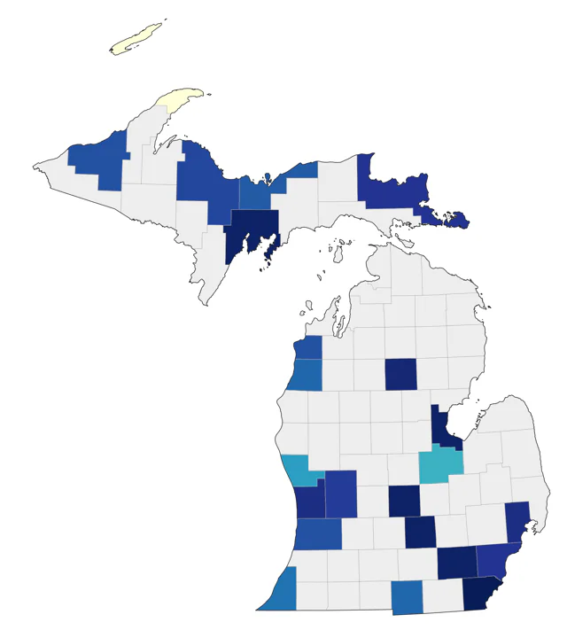 Nelson's Sparrow county map