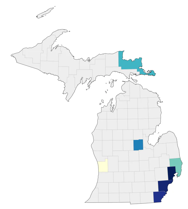 Neotropic Cormorant county map