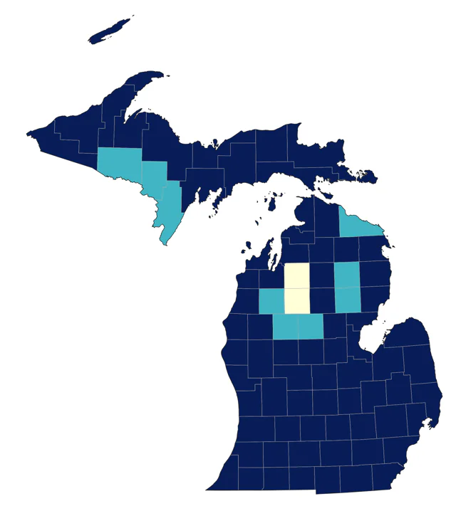 Orange-crowned Warbler county map