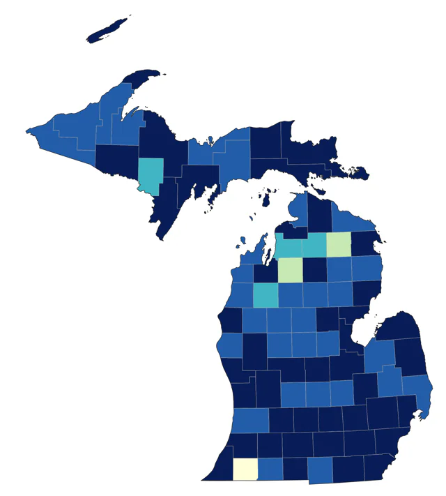 Philadelphia Vireo county map