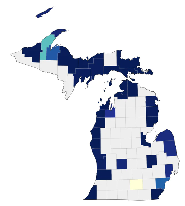 Piping Plover county map