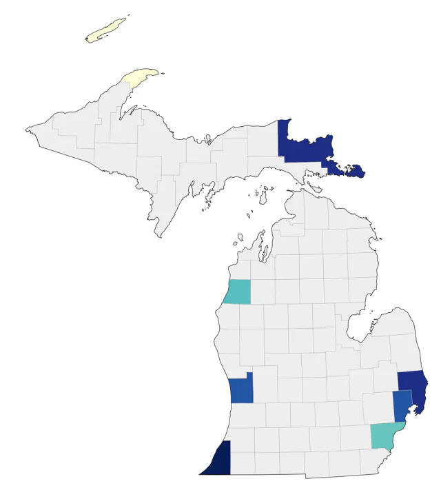 Pomarine Jaeger county map