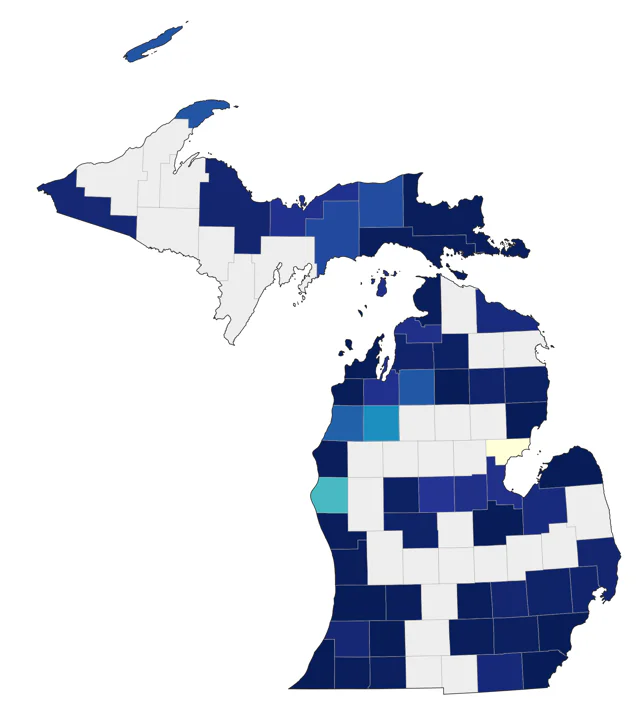 Prairie Warbler county map
