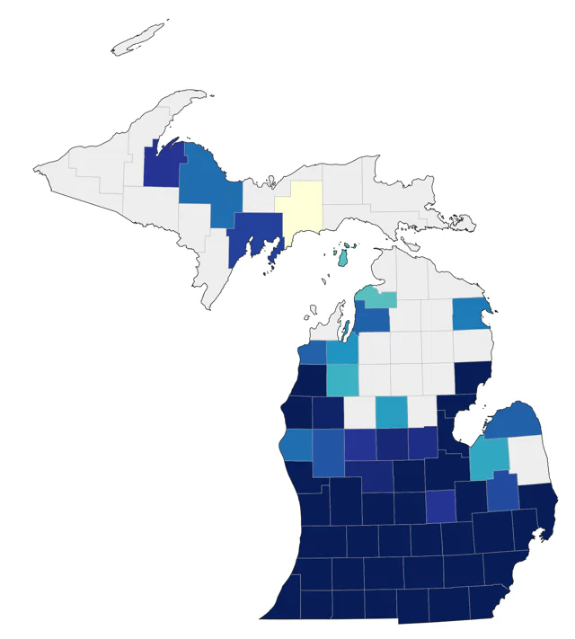 Prothonotary Warbler county map