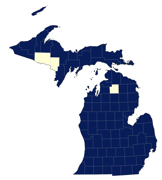 Red-breasted Merganser county map