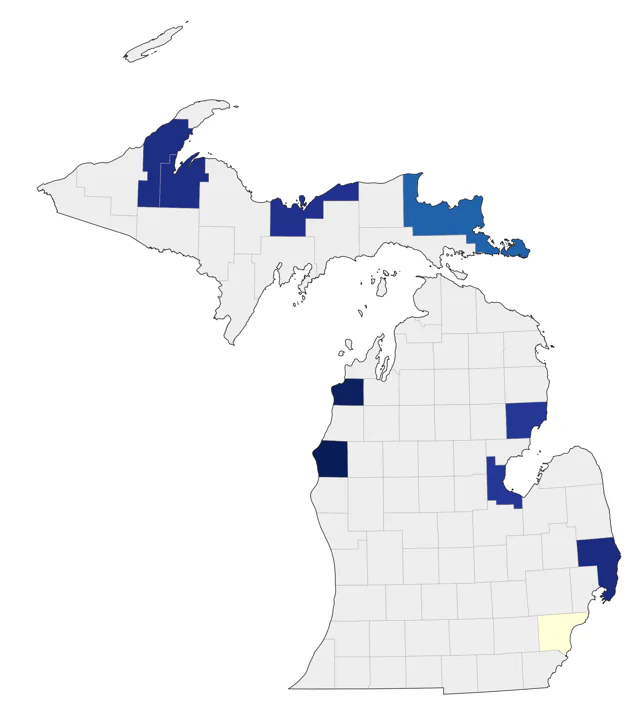 Rock Wren county map