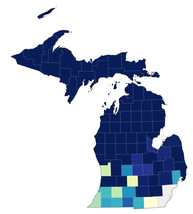 Ruffed Grouse county map