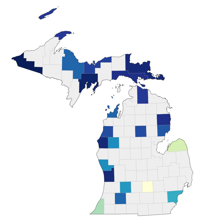 Scissor-tailed Flycatcher county map