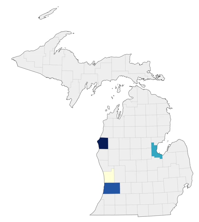 Short-billed Gull county map
