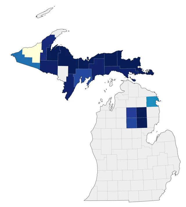 Spruce Grouse county map
