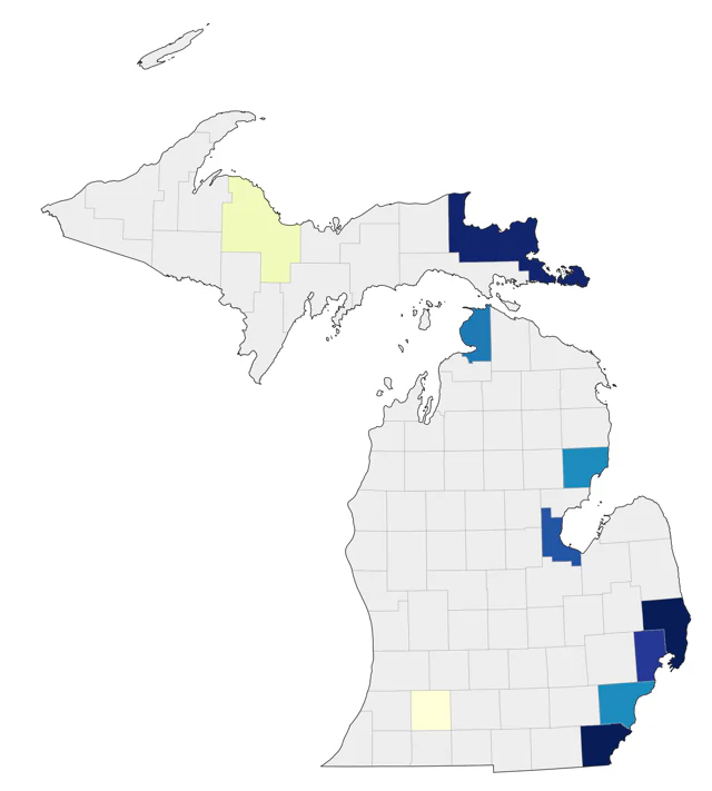 Tricolored Heron county map
