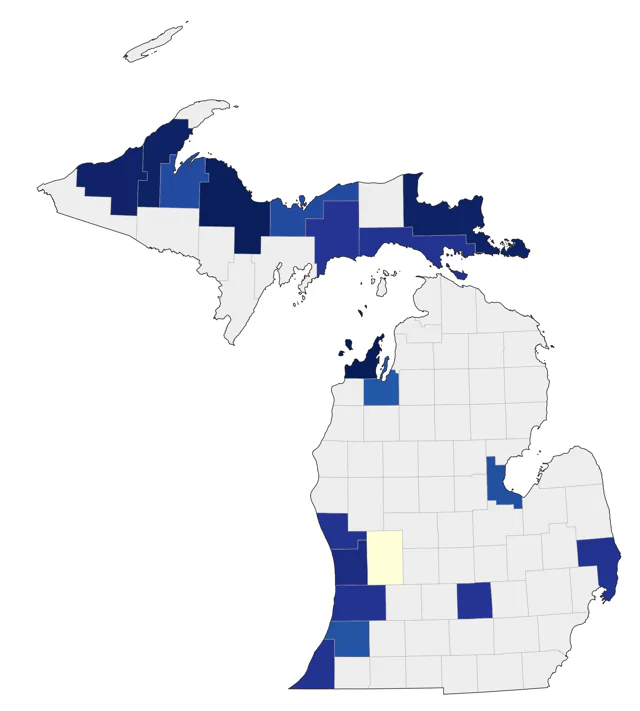 Western Grebe county map