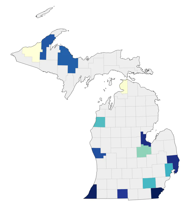 Western Sandpiper county map
