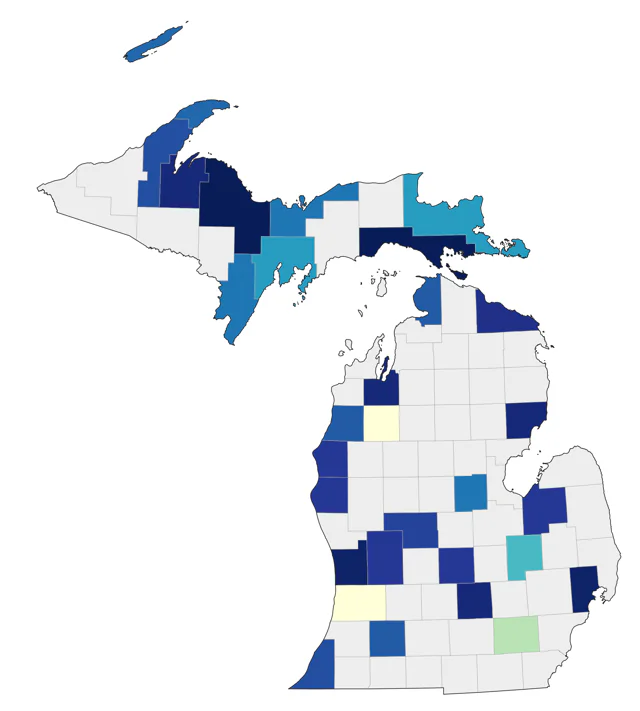 Western Tanager county map
