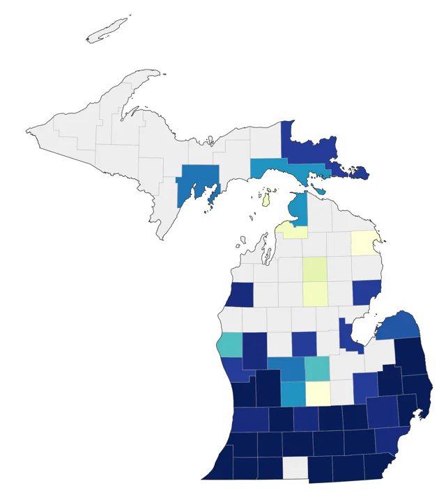 White-eyed Vireo county map
