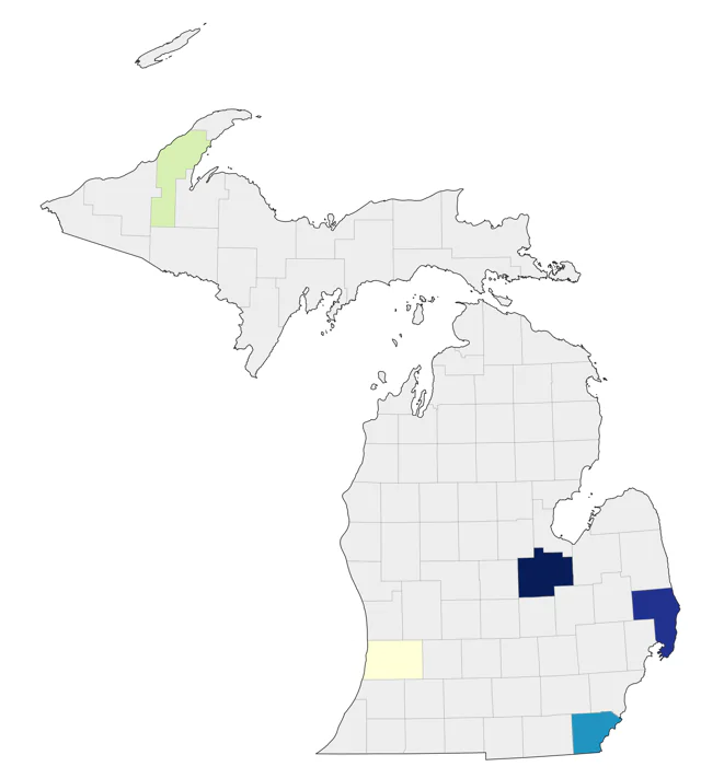 White Ibis county map