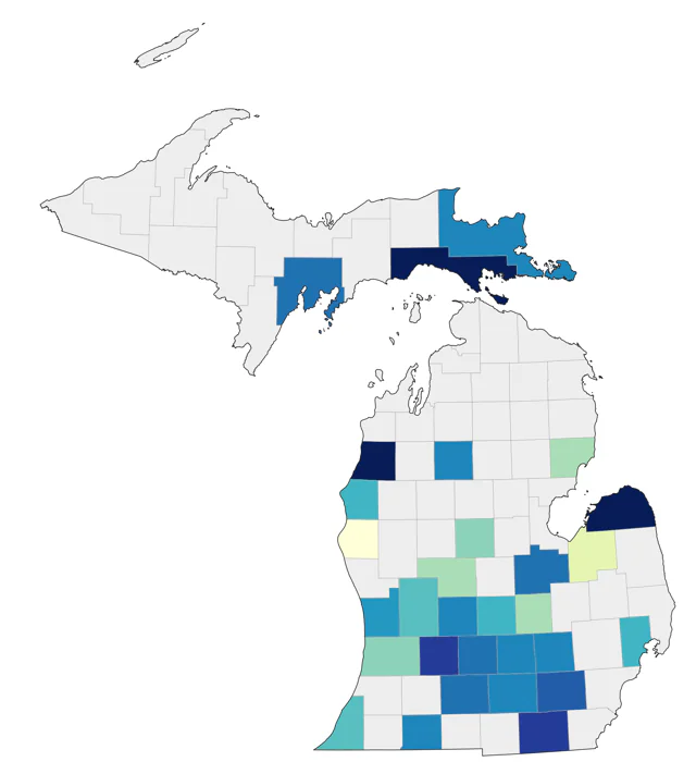 Whooping Crane county map